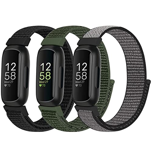 Nylon Sport Loop Straps Compatible with Fitbit Inspire 3/Inspire 2/Inspire HR/Inspire/Fitbit Ace 3/Ace 2 for Women Men Kids Soft Nylon Band Breathable Comfortable Replacement Wristband Straps