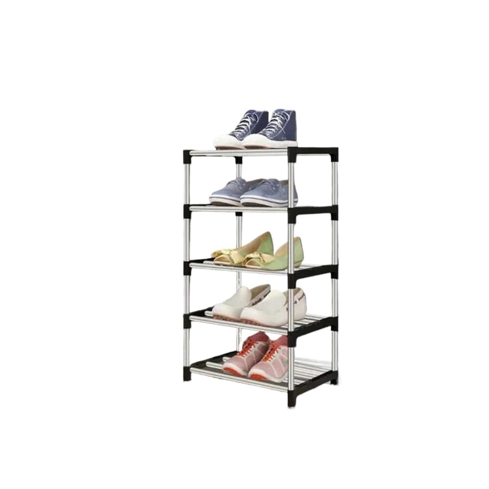 XILEUDUOD Shoe Organizer For Entryway 5-9 Layers Shoe Rack Metal Tube Dustproof Shoe Cabinet, Space Saving Foldable Shoe Organizer For Home Entryway(5 floors)