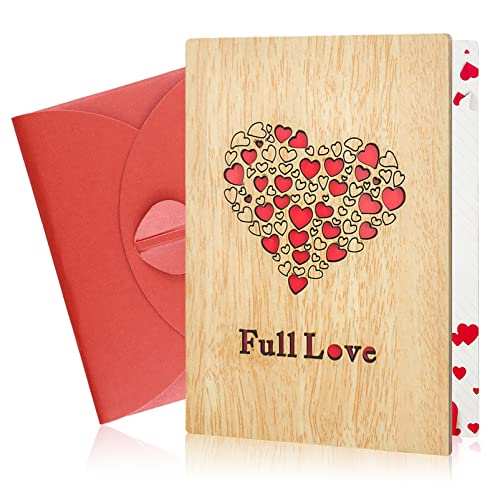 Tarjeta de Felicitación,Tarjetas Felicitacion Cumpleaños,Tarjeta de Felicitación de Madera hecha a mano con Sobres,Utilizada para Bodas, Día de la Madre,San Valentín (Amor) Cover