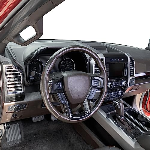 Jimen Compatible with Ford F150 2015-2020, 11PCS Dashboard Instrument Panel Console Switch Panel Air Conditioning Vent Cover Interior Trim Accessories (Black Wood Grain) by Jimen - Image 5