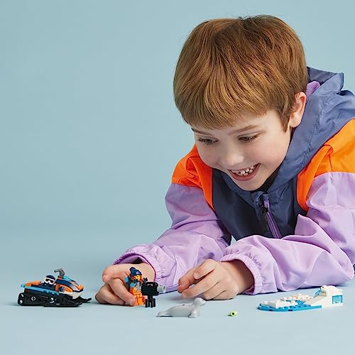 City Arctic Explorer 60376 - Set di giocattoli da costruzione, motoslitta con minifigure e 2 personaggi di foca, per giochi di ruolo fantasiosi, idea regalo divertente per bambini di 5 anni - Lego - Immagine 1