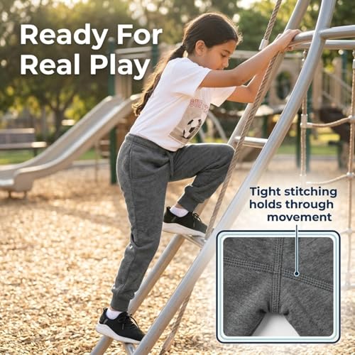 Image of EVERYDAY KIDS Girls' Cotton Fleece Sweatpants; Girls' Activewear Jogger Pants - Soft and Breathable Cotton /Poly Blend