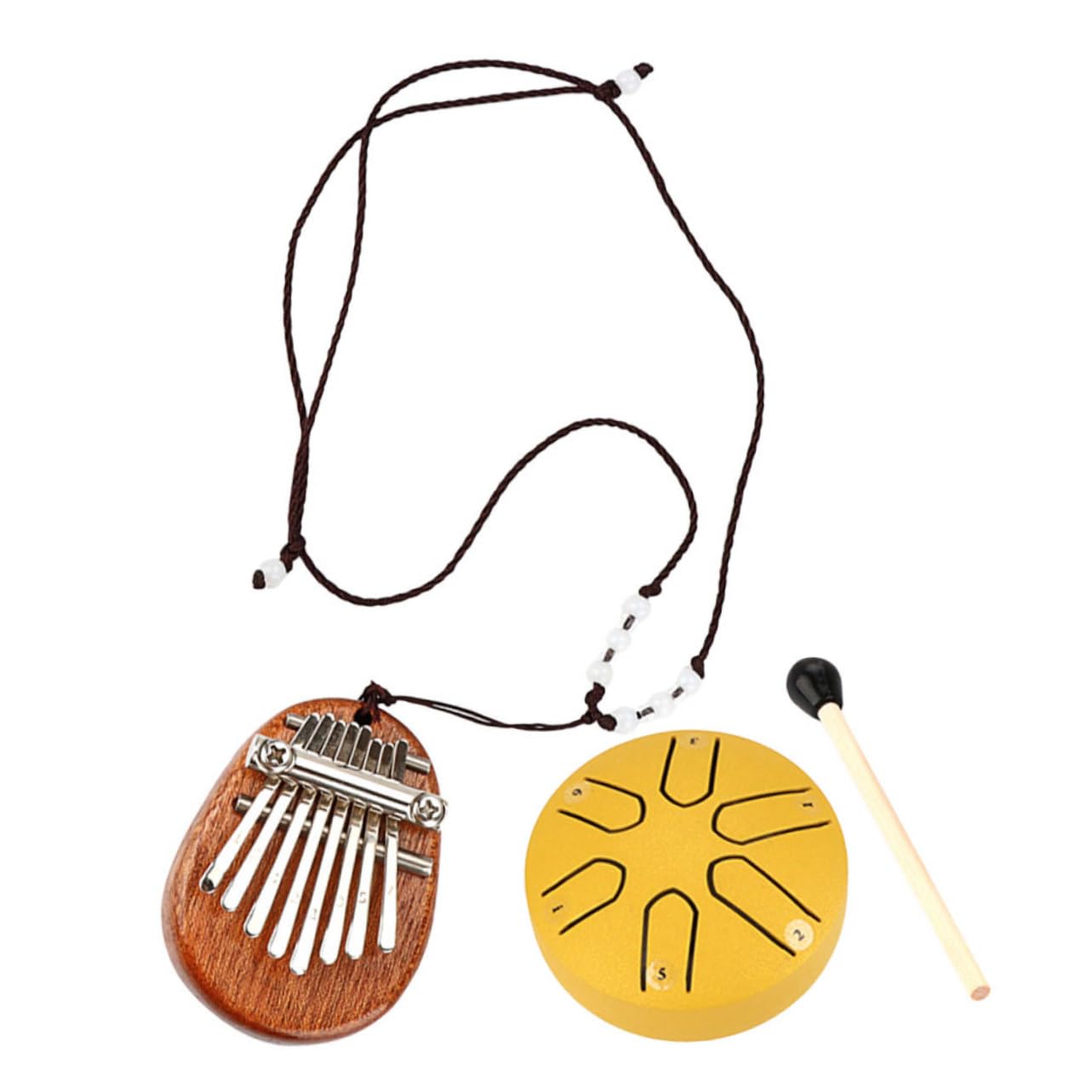Toddmomy Portable Kalimba Drum Set 8 Key Metal Tongue Drum for Beginners Shoulder Strap for Yoga and Music Therapy
