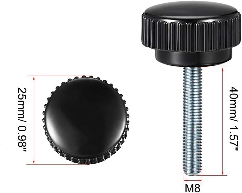 Boxonly Knurled Thumb Screw for Saw Drill Press Lathe and Routing Jigs Packaging Machinery Printing Equipment Clamping Knobs Grip Threaded Hand Bolt Knobs M8 x 40mm 7pcs - Image 2