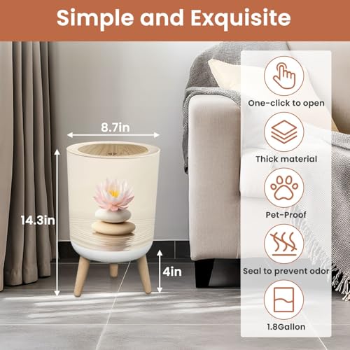 Papelera pequeña con tapa Serene Lotus 1.8 gal miniatura 2