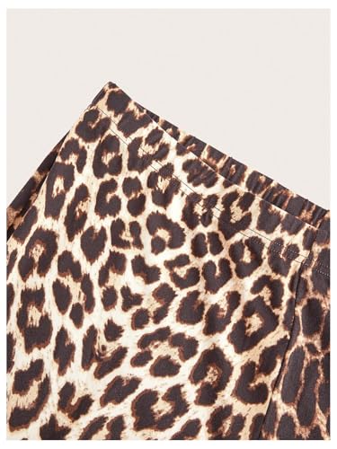 WDIRARA Women's Plus Size Leopard Print Flared Pants Elastic Waist Lettuce Trim Bell Bottom Trousers3