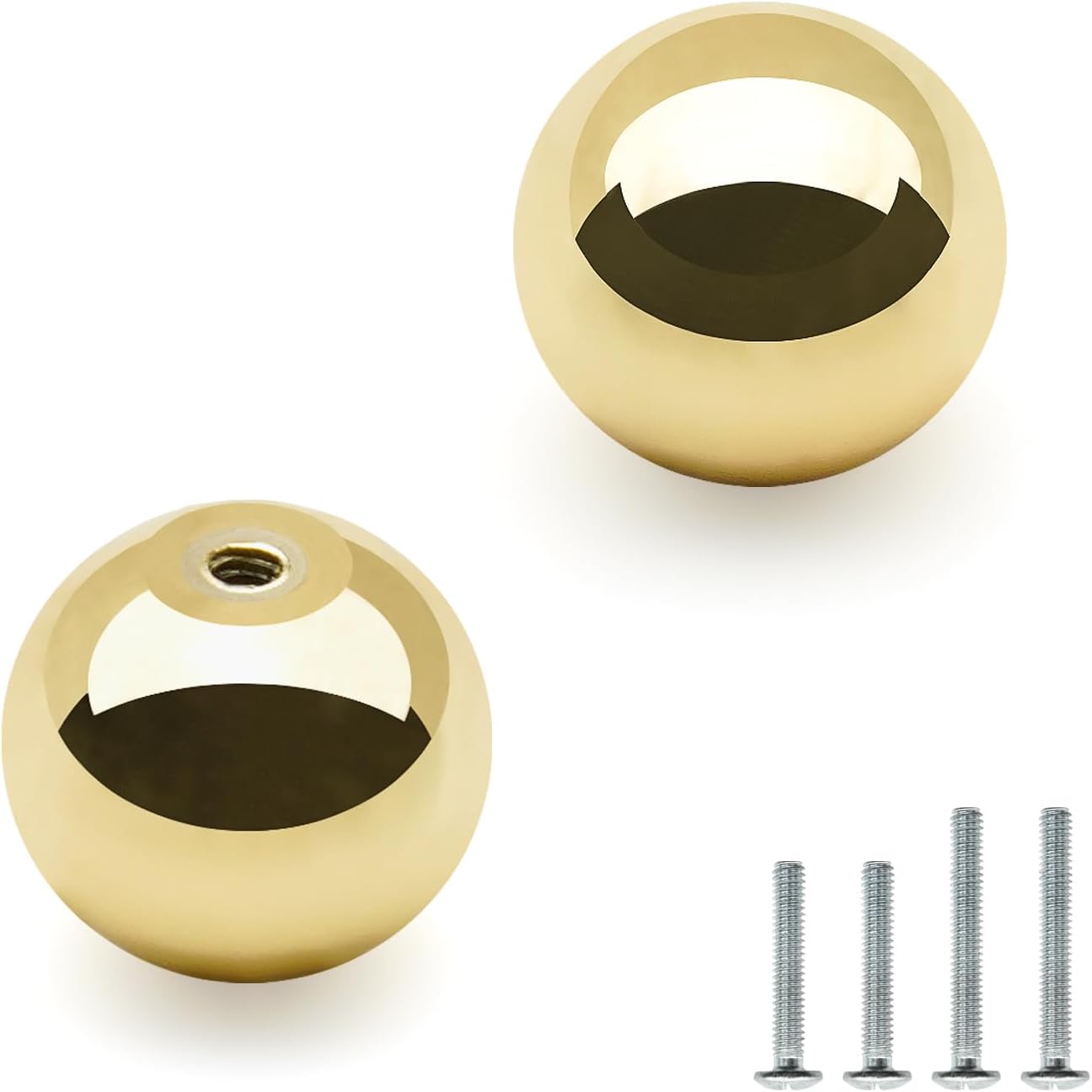10 Pack Polished Gold Ball Cabinet Knobs 1 Inch(25mm) Diameter Zinc Alloy Shiny Gold Drawer Dresser Pulls Polished Brass Kitchen Cupboard Handles Bathroom Furniture Hardware