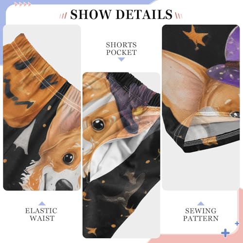Corgi Dog Halloween Pumkin Boys Long Pants Soft Trousers Elastic Waist Kids Lounge Bottoms with Pockets S-XL4