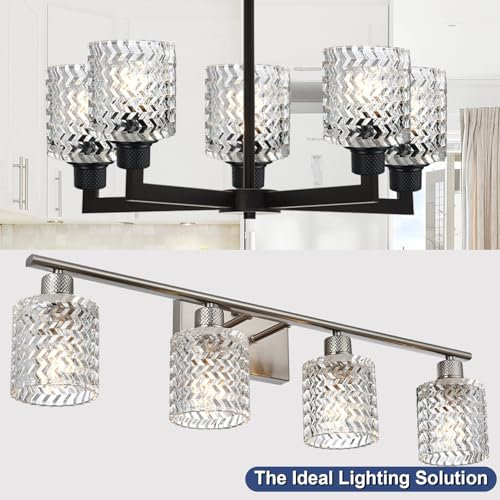 Image of 3 Pcs Clear Ripple Fitter Opening Lighting Fixture Replacements, E26 Base 1-5 /8 Inch Fitter Glass Shades Cover for Ceiling Fan Light Wall Light and Pendant
