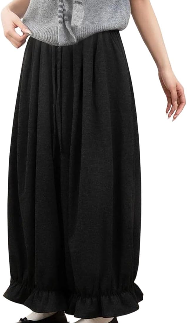 Women's High-Waisted Wide-Leg Solid Color Pleated Trousers