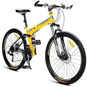 Opvouwbare mountainbikes, 21-Speed Dual Suspension Alpenfiets, Dubbele schijfrem Koolstofstaal Frame Anti-Slip Bikes…