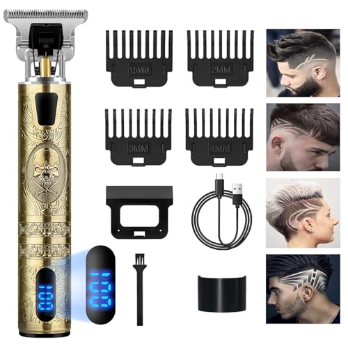 Haarschneidemaschine Profi, Trimmer Barttrimmer Herren, Barber Rasierer Herren Elektrisch Haarschneider, Bartschneider Trimmer, LED-Anzeige, Schnurloser Präzisions Konturen Haartrimmer