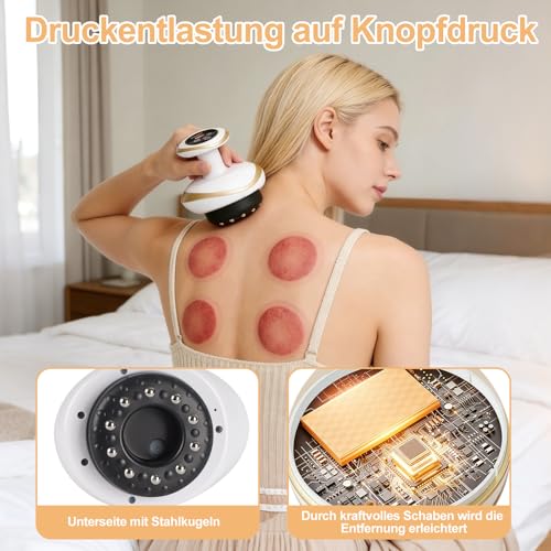 Lymphdrainage Gerät Cellulite Massagegerät,4-in-1Massagegerät mit Vakuum-Schröpftherapie&Gua Sha Elektrisch,schröpfgerät elektrisch zur Hautstraffung&Durchblutung,Anti-Cellulite Massage für den Körper