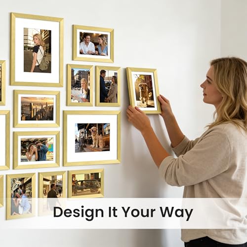 Image of upsimples Picture Frames set of 19, Including 8x10, 5x7, 4x6 Gold Frame