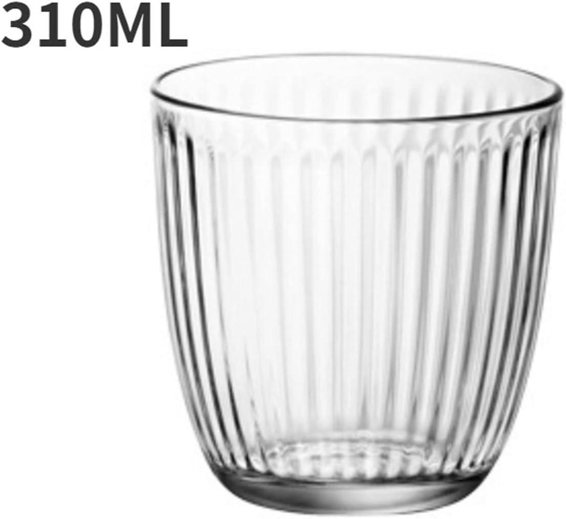 INLIMA Drinking Glasses 240/310/400ml Glass Handmade Ripple Milk Juice Cup Ice Beer Cup Vertical Stripe Water Cocktail Cup (Color : 400ML)