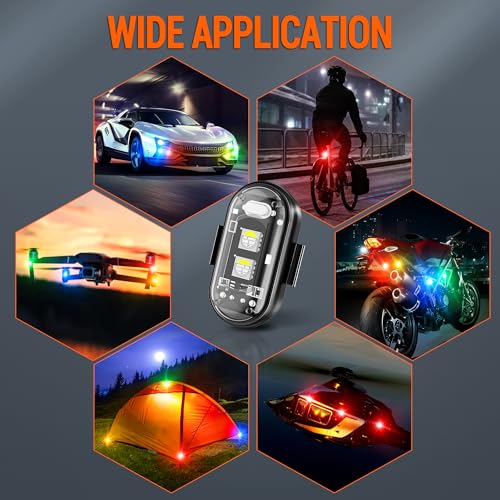 Image of Wireless LED Strobe Lights Remote Control, 8 Colors USB Charing Waterproof Anti-Collision Flashing Emergency Warning Lights for Car Motorcycle Drone Aircraft Bike 16PCS