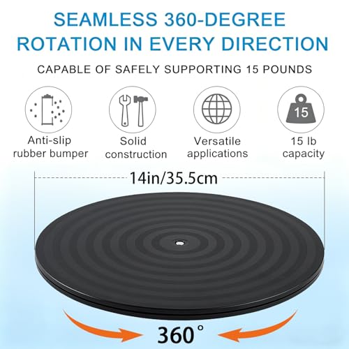 Image of HSTECH 14 Inch Heavy Duty Rotating Swivel Stand - Lazy Susan with Steel Ball Bearings for Model Base /Rotating Plants /Crafts Stand Monitor /TV /Monitors /Potted Plants (360˚ Rotation)