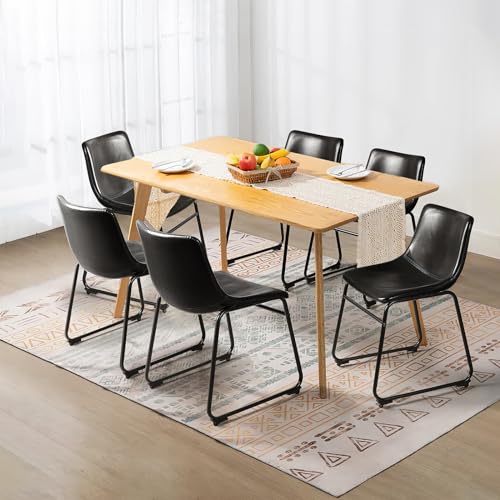 Image of Waleaf Dining Chairs Set of 6, 18 inch Faux Leather Counter Height Bar Stools