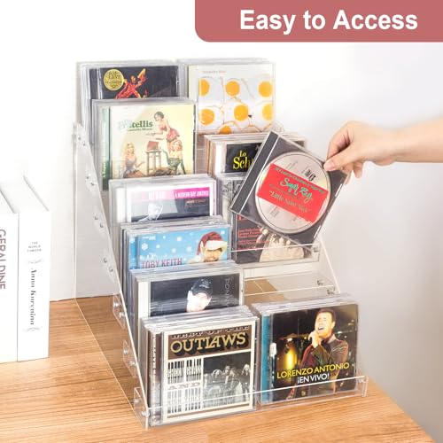 Vowcarol 7-Tier CD Storage Organizer, Dvd Case Holder Organizer CD Holder for 56 CD Jewel Cases