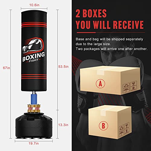 Punching Bag With Stand Freestanding Heavy Boxing Bag With Suction Cups Base For Adult Youth Kids Stand Kickboxing Bag For Home Office Gym #TOP1