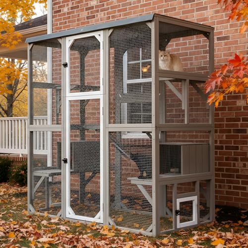 Image of Outdoor Cat Enclosure, Walk-in Catio with Window Access
