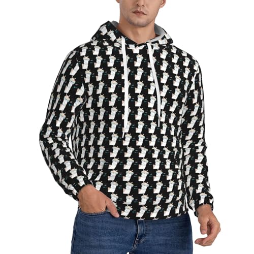 Sweat à capuche polaire homme avec cordon de serrage et motif lama