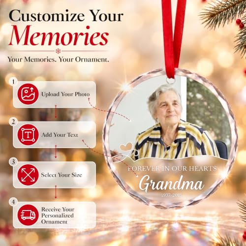 Image of Memorial Christmas Ornament 2026, Personalized Glass Photo Keepsake