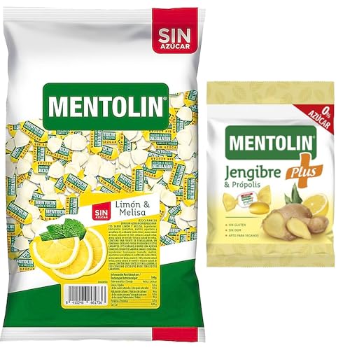Mentolín caramelos duros limon melisa s/a bolsa 1kg y de regalo plus jengibre s/a bolsa 90g
