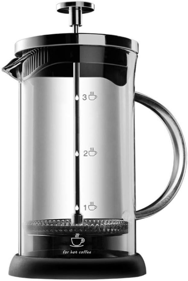 10022 French Press Coffee Maker，Micro Mesh Plunger Presser Filter for Ground Espresso or Tea，Clear Strong Borosilicate Glass Tea & Coffee Brewer with Bonus.【600ML】