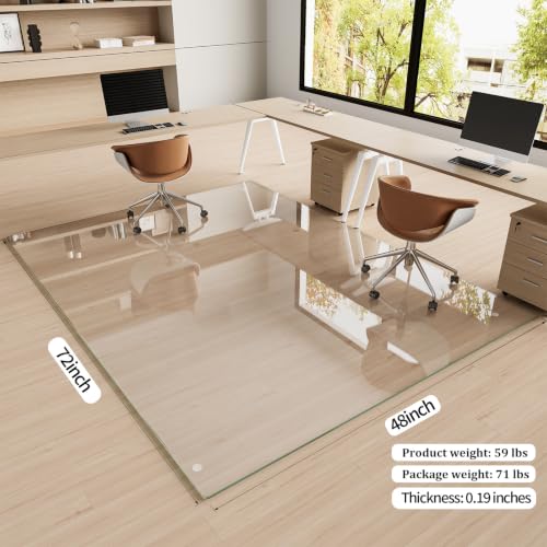 Image of [Tempered Glass] 48 inch x 72 inch Glass Office Chair Mat for Carpet