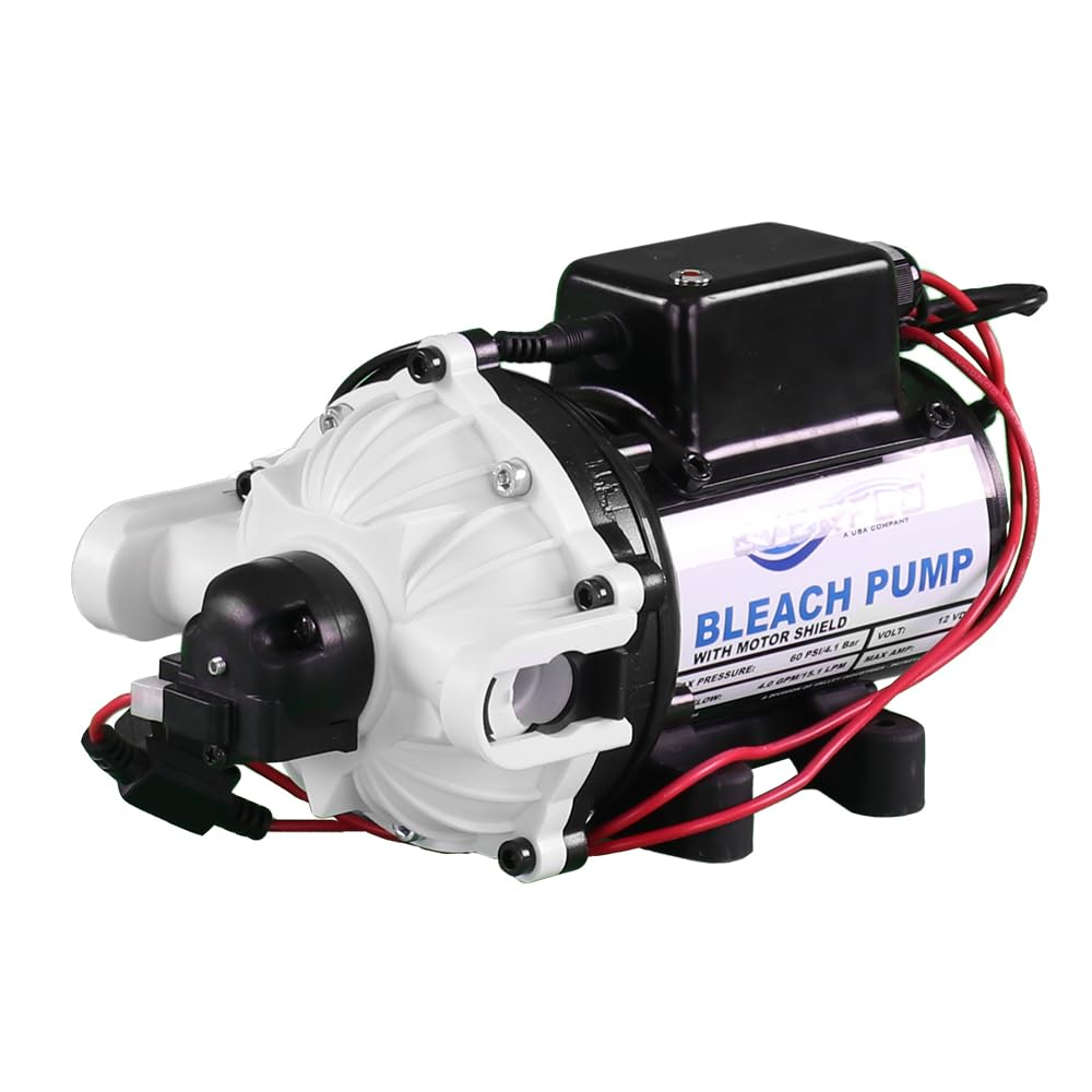 Everflo Soft Wash (Bleach) 12V Diaphragm Pump - 4.0GPM, 60 PSI Max, QA Ports, black (EFSW4000-BOX)