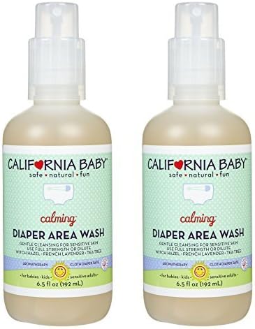 California Baby Calming Diaper Area Wash/Spray - Gentle Intimate Spray Cleaning, Gently Cleans and Soothese, Calming, Alcohol-Free | 6.5oz, 2 Pack