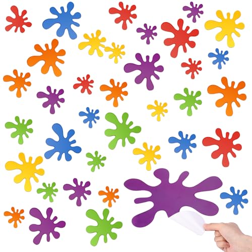 3 Size Self-Adhesive Paint Splatter Cutouts, Multicolor Art Paint Cutouts