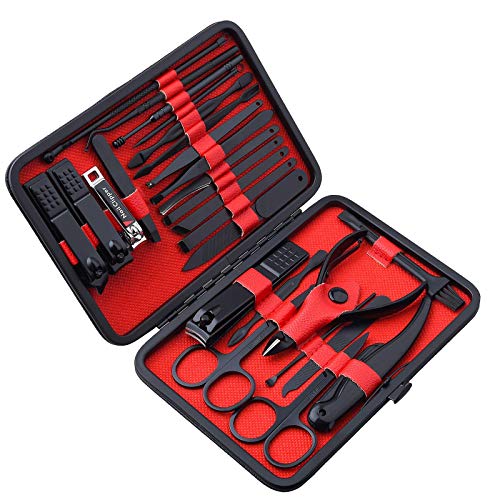 26 PCS Nail Clippers, ONLYWEE Premium Manicure Set for Women & Men, Stainless Steel Facial, Hand, Foot Nail Care Tools, Professional Grooming Gift Pedicure Kit with Luxurious Portable Travel Case