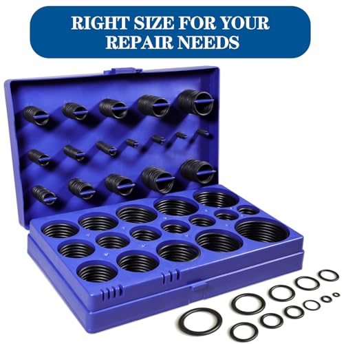 Image of XBVV 407 Pcs Universal SAE O Ring Assortment Kit,32 Inch Sizes Standard Nitrile Rubber O'ring Set for Automotive Hydraulic Faucet Professional Plumbing Pressure Washer Air or Gas Sealing Repair