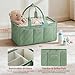 VKSAO Baby Essentials Diaper Caddy Organizer – Portable Storage Basket with Shoulder Strap & Stroller Hooks, Splashproof Quilted Nursery & Car Tote, Gender Neutral Gifts for Baby Shower, Sage Green