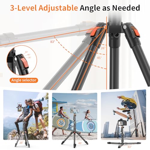 Image of XXZU 75 inch Camera Tripod,Aluminum Tripod for Camera Phone /Monopod with Remote | Cell Phone Tripod for iphone with Ball Head,Camera Stand for Canon /Sony /DSLR /Digital Camera Accessory Kits,Max Load 17.64lb
