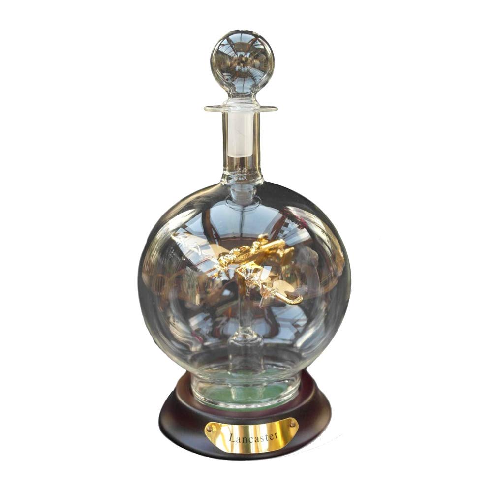 – A Plane Model (Spitfire and Lancaster) Spirit Decanter Ornamental Gift, with Crystal Glass Stopper | A Personalised Dispenser/Rounded Bottle for your Favorite Drinks (Lancaster Gilded Aeroplane)