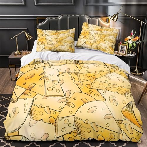 Parure de lit 3D tranches de fromage housse de couette microfibre super douce lit simple ado - 2