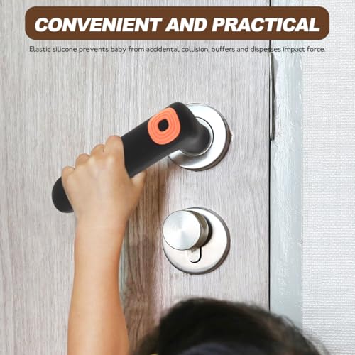 Image of COHEALI Door Handle Protective Cover for Baby Proofing Silicone Anti-Collision Sleeve for Interior Door Handle Soft Door Knobs Protector to Prevent Injuries and Wall Damage 5.51X1.96X1.33 Inch