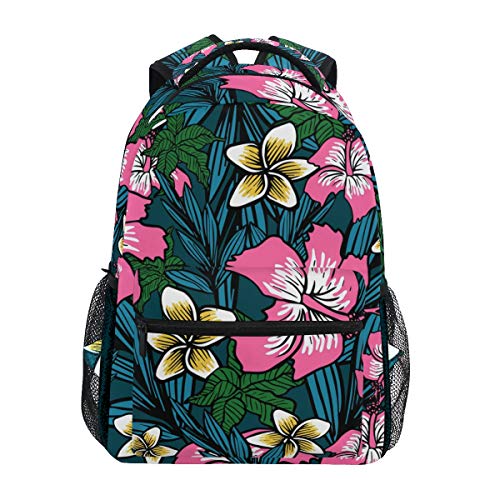 LIUBT Mochila casual de flores polinesias para estudiantes de la escuela bolsa de viaje