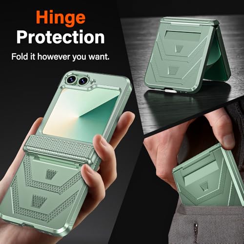 YWXTW for Samsung Galaxy Z Flip 6 Case with Hinge Protection, Full Body Slim Rugged Shockproof Matte Stylish Texture Hard PC Protective Phone Cover for Galaxy Z Flip6 5G Accessories 2024 (Mint) — view 3