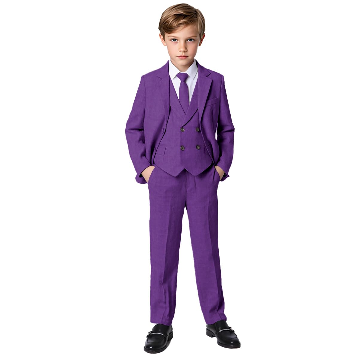 Set da 3 pezzi da ragazzo con giacca da smoking e pantaloni, per bambini, anello nuziale, per feste