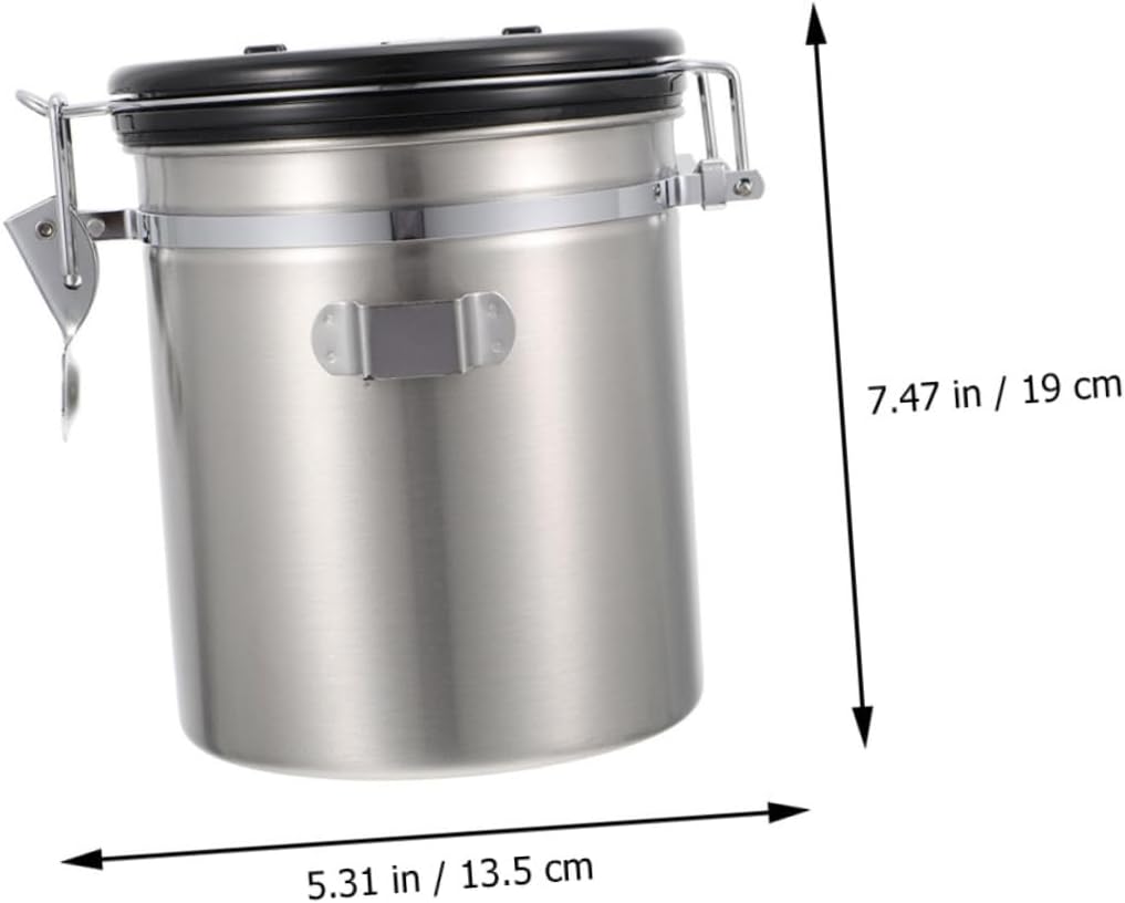 VOSAREA Airtight Stainless Steel Cat and Dog Food Storage Jar with Steel Scoop 1.8l Sealed Container for Pet Snacks and Coffee Beans