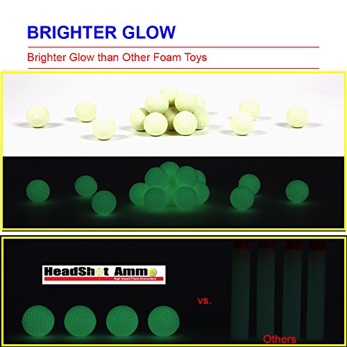 Headshot Ammo Foam Balls For Toy Gun - 110 Rounds Refill Pack Of Bullets Compatible With Nerf Rival Guns – Glow In The Dark #TOP2