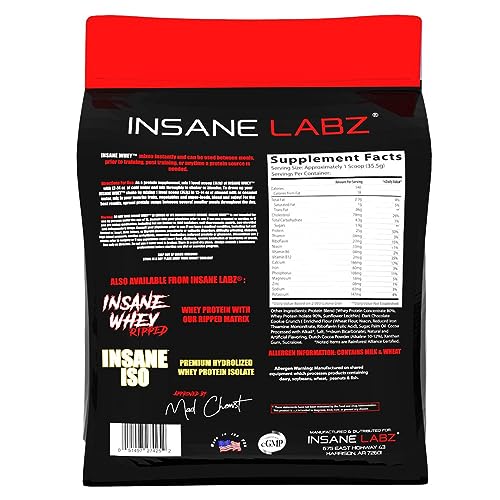 Image of Insane Labz Insane Whey,100% Muscle Building Whey Protein, BCAA Amino Profile, Mass Gainer, Meal Replacement (Chocolate, 120 Servings)