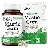 Wild & Organic Mastic Gum Capsules - 1000 mg Mastic Gum Supplement for Gut Support - 30 Days of Supply - 60 Vegan Resin Capsules - No Fillers, Non-GMO, Gluten-Free