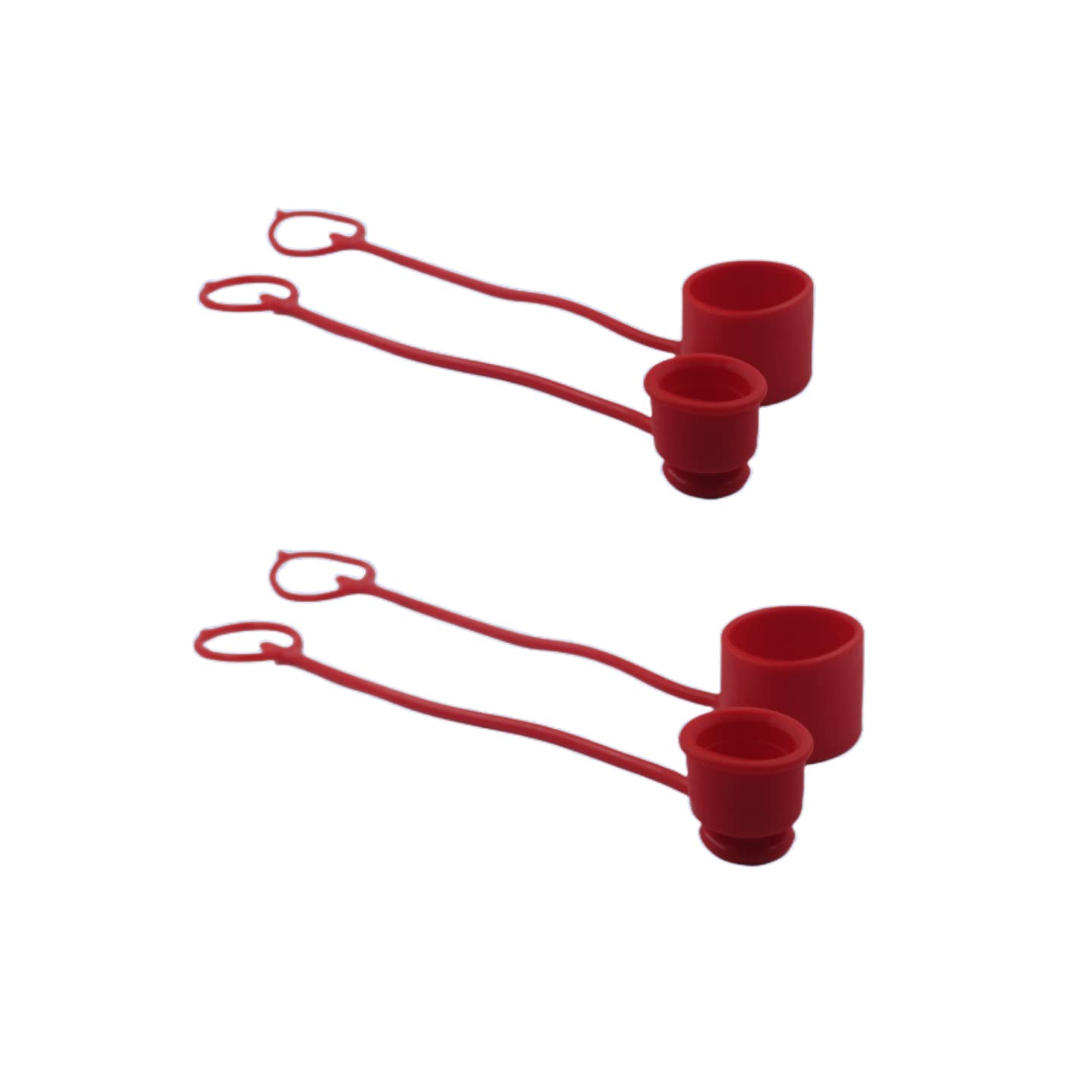 Red Rubber Dust Caps/Plugs For 1/2 Body Flat Face Hydraulic Bobcat Skid Steer Quick Couplers (2 Sets)