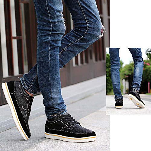 Men's Invisible Height Increasing Elevator 2.36 Inches Taller Shoes Leather Suede Stitching Lace-up Oxfords4