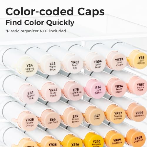 Image of Ohuhu Alcohol Markers 36 Skin Colors Brush Soft Chisel for Portrait Drawing